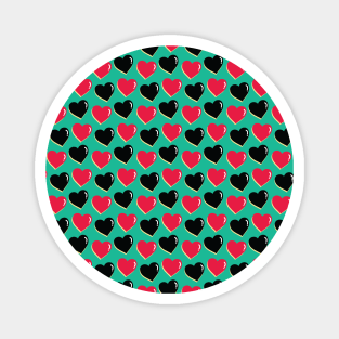 Black and Red Hearts Pattern 028#001 Magnet